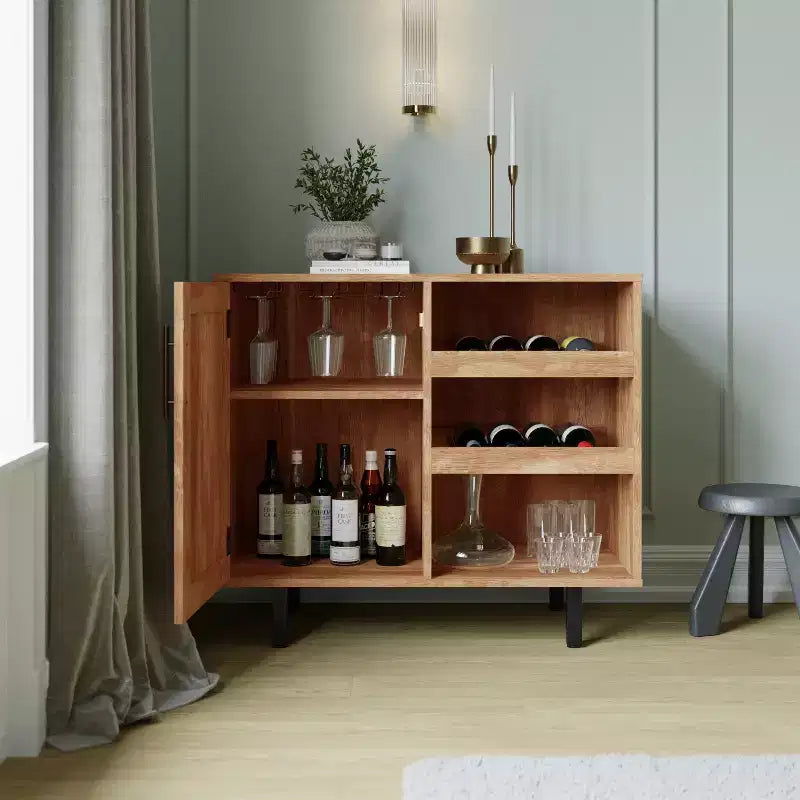 Mobile Bar Classico con anta stile Shaker e porta bottiglie