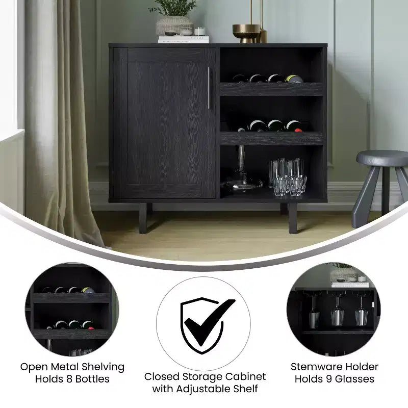 Mobile Bar Classico con anta stile Shaker e porta bottiglie