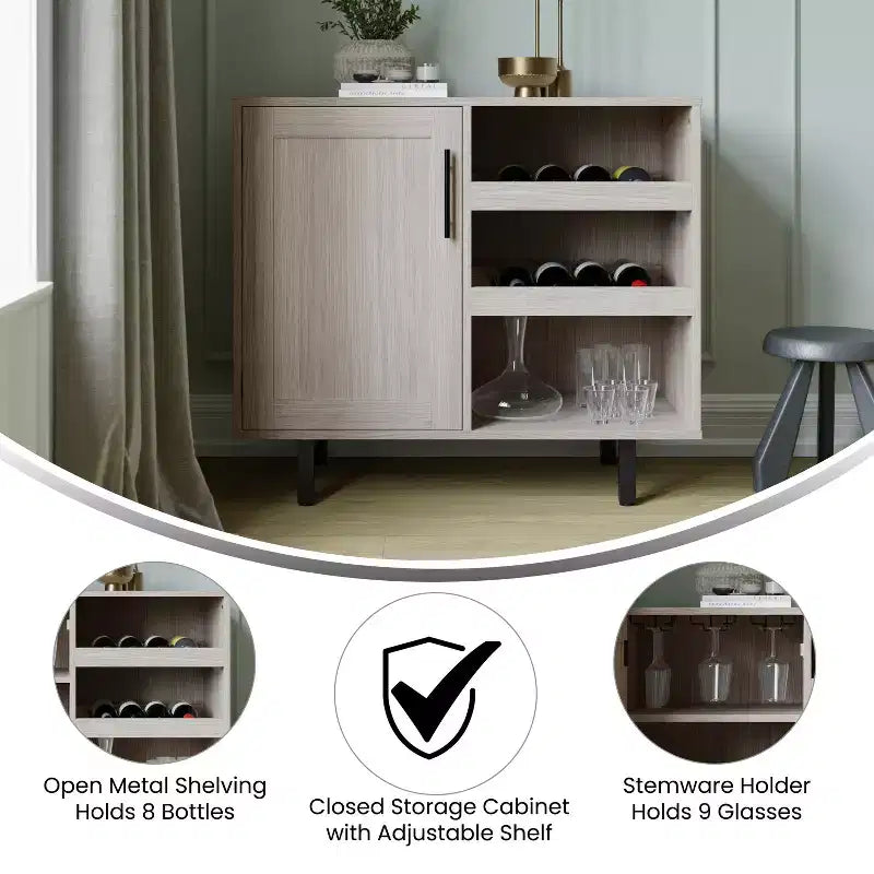 Mobile Bar Classico con anta stile Shaker e porta bottiglie