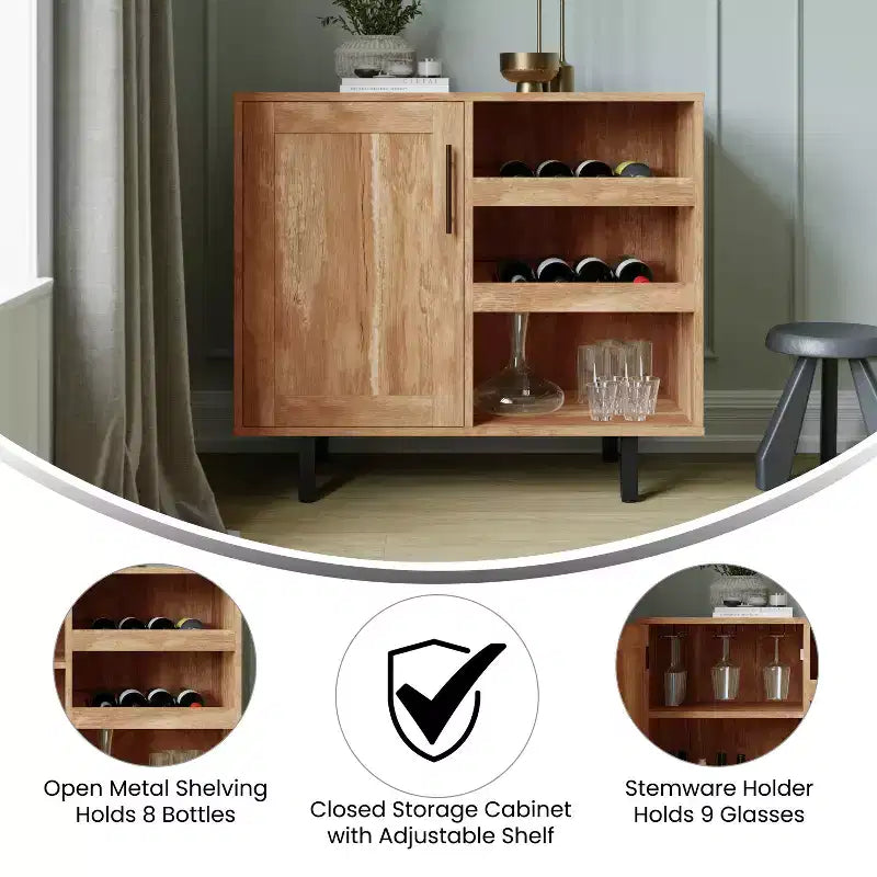 Mobile Bar Classico con anta stile Shaker e porta bottiglie