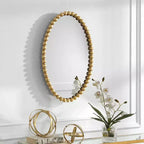 Specchio da parete ovale con perline – Cornice in ferro foglia oro, 20 x 30 pollici