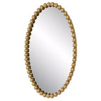 Specchio da parete ovale con perline – Cornice in ferro foglia oro, 20 x 30 pollici