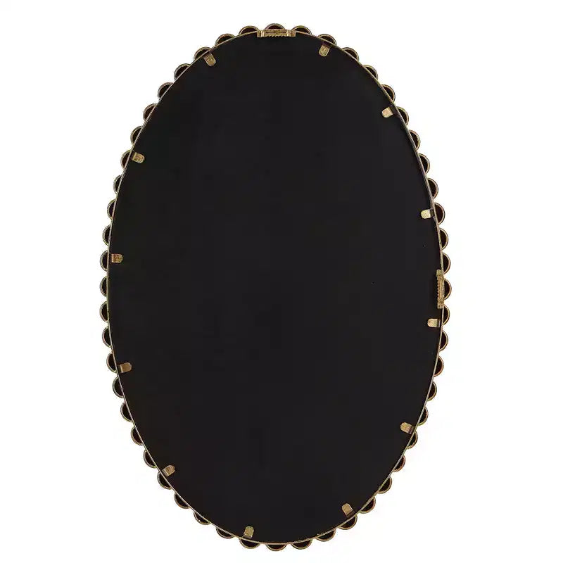 Specchio da parete ovale con perline – Cornice in ferro foglia oro, 20 x 30 pollici
