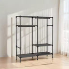 SONGMICS Heavy Duty Clothes Rack 65 Inch Freestanding Portable Wardrobe with Hanging Rails and Shelves Total Load 242 lb Black