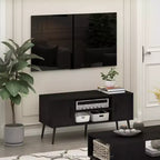 Furinno Mid-Century TV Stand Entertainment Media Console w/2 Cabinets&Open Storage Shelves for TVs up to 50,Espresso