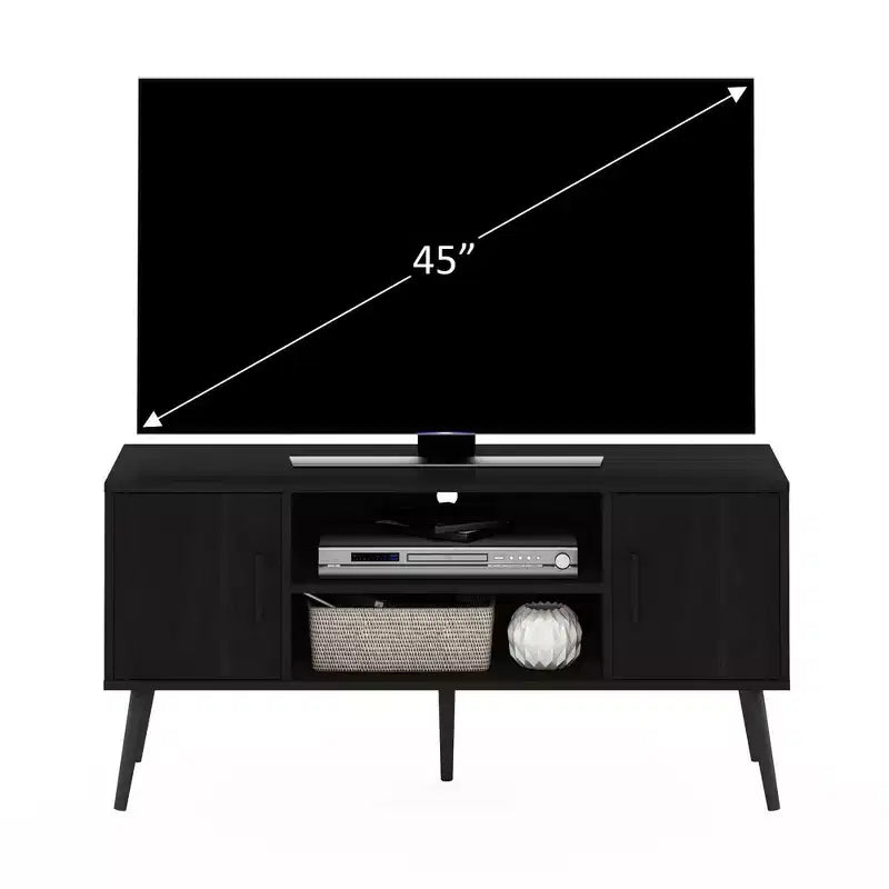 Mobile TV Mid-Century con 2 Armadietti e Ripiani Aperti, Espresso