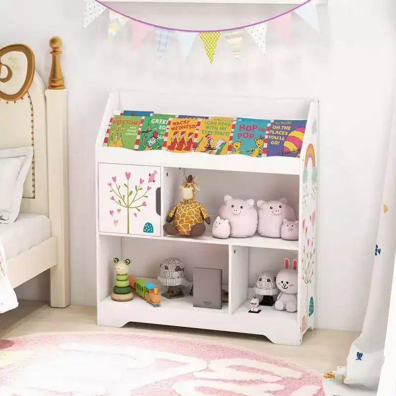 Scaffale per bambini 3 in 1 con libreria e armadietto