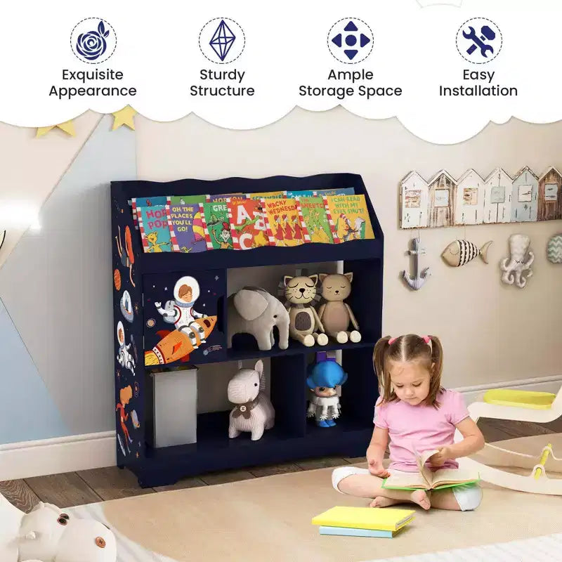 Scaffale per bambini 3 in 1 con libreria e armadietto