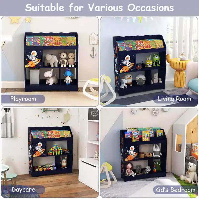 Scaffale per bambini 3 in 1 con libreria e armadietto