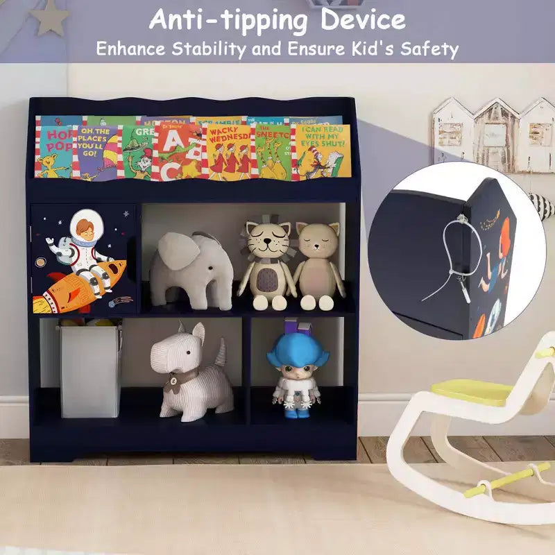 Scaffale per bambini 3 in 1 con libreria e armadietto