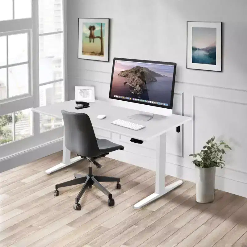 Scrivania elettrica regolabile in altezza con piano da 122 cm, bianca