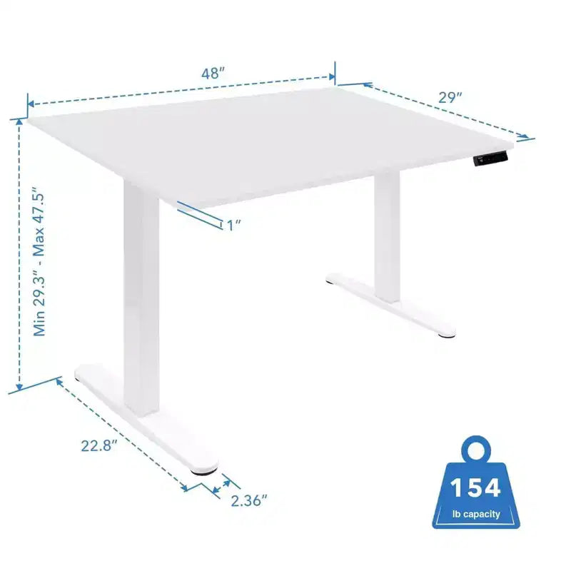 Scrivania elettrica regolabile in altezza con piano da 122 cm, bianca