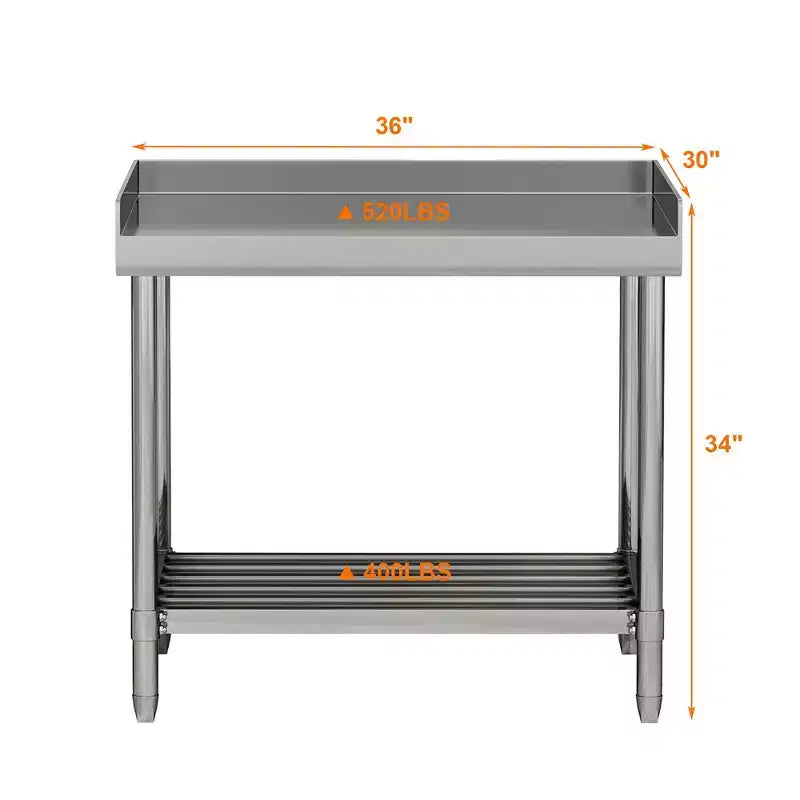 Tavolo da preparazione in acciaio inossidabile con ripiano inferiore – 122 x 61 cm