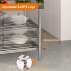 Tavolo da lavoro in acciaio inox con ripiano inferiore – 48 x 24 pollici
