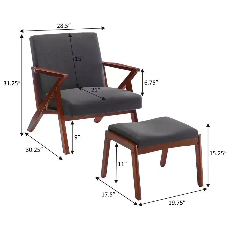Poltrona Mid-Century Modern con Ottomana